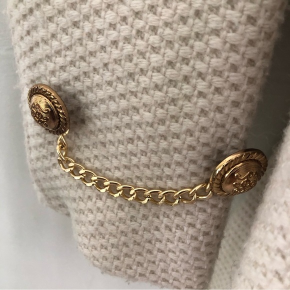 JESSICA SIMPSON Women’s Cream Buttoned Pea Coat Wool BlendSize XS - Picture 6 of 14